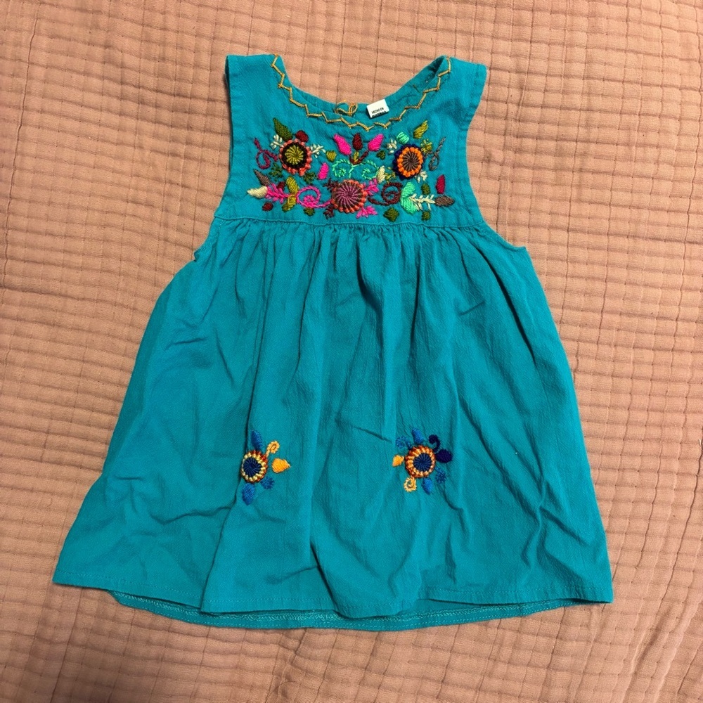 Turquoise Dress with Orange Stitching
